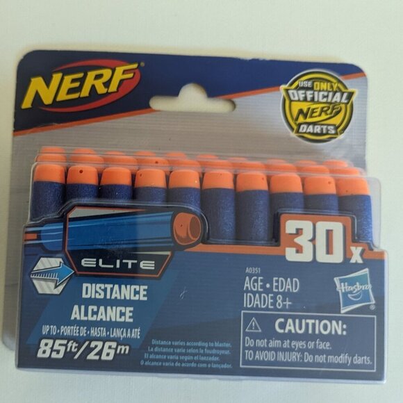 NWT Nerf 30X Elite Distance Foam Gun Blaster Darts Refill Pack Hasbro 85ft/26m - Picture 1 of 5